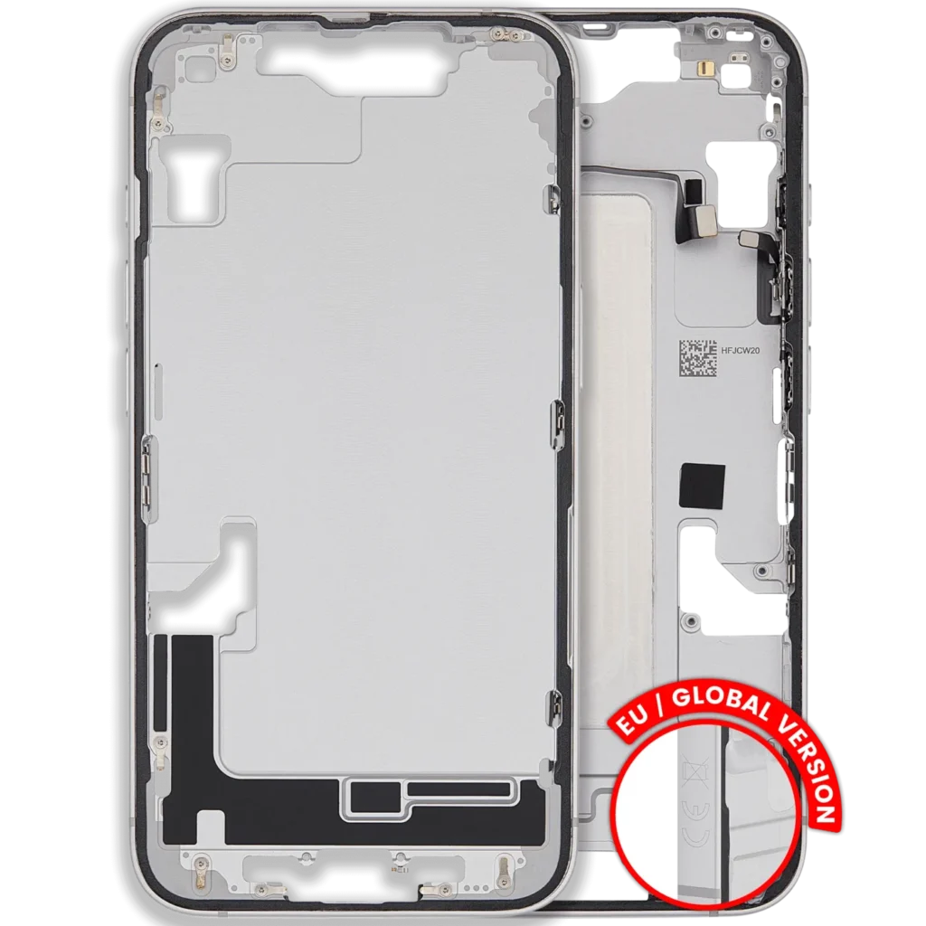 Mid-Frame Housing W/ Small Parts For iPhone 16e / 17e (EU / Global Version) (Used OEM Pull: Grade C) (White)