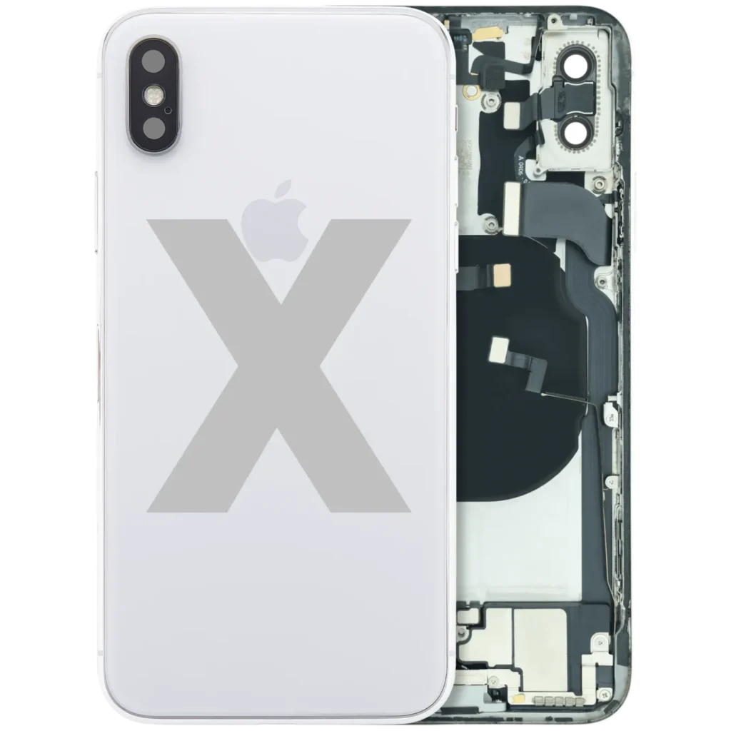 Back Housing W/ Charging Port Flex and Small Components Pre-Installed For iPhone X (Used OEM Pull: Grade A) (Silver)