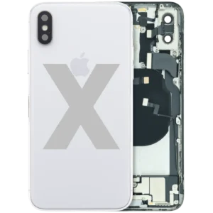 Back Housing W/ Charging Port Flex and Small Components Pre-Installed For iPhone X (Used OEM Pull: Grade A) (Silver)