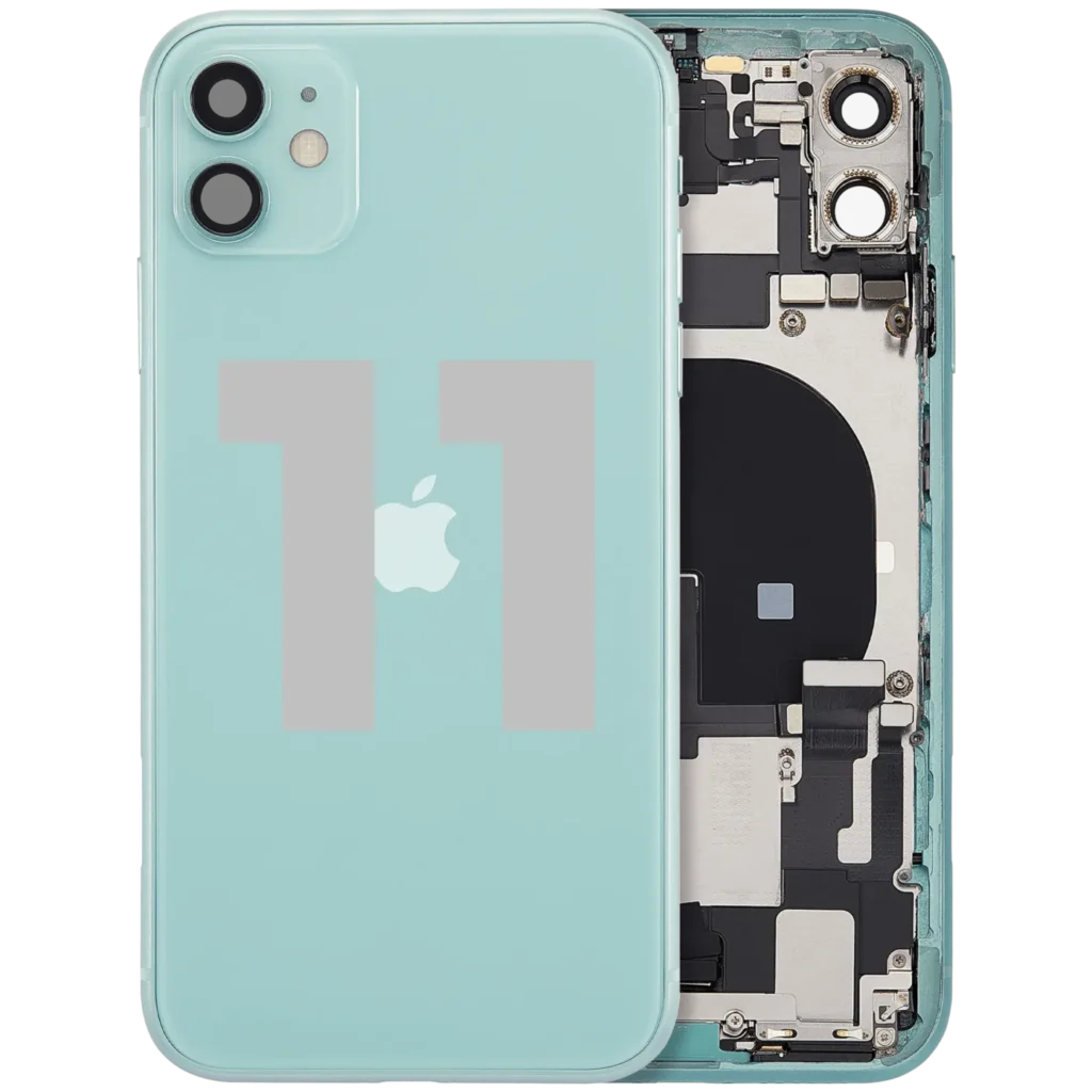 Back Housing W/ Charging Port Flex & Small Parts For iPhone 11 (Used OEM Pull: Grade C) (Green)