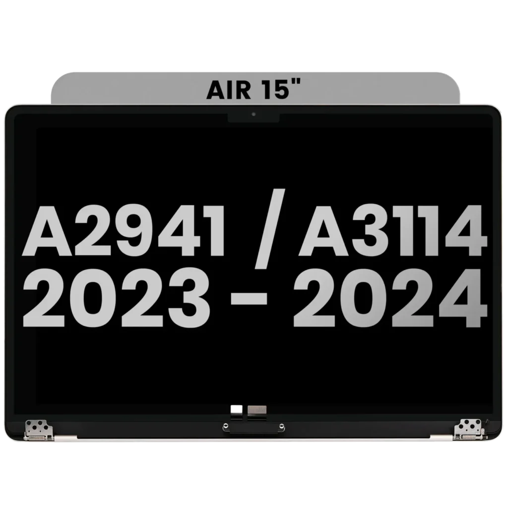Complete LCD Display Assembly For MacBook Air 15" (A2941 / Mid 2023) / Air 15" (A3114 / Mid 2024) (Pre-installed Lid Angle Sensor cable) (Used OEM Pull: Grade B) (Starlight)