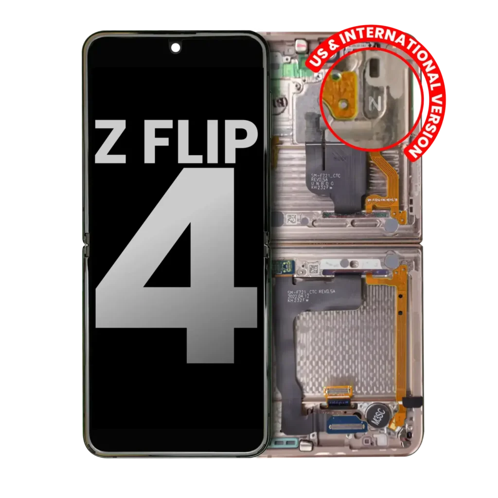 Inner OLED Assembly With Frame For Samsung Galaxy Z Flip 4 5G (US & International) (Used OEM Pull: Grade A) (Pink Gold)