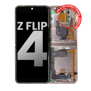 Inner OLED Assembly With Frame For Samsung Galaxy Z Flip 4 5G (US & International) (Used OEM Pull: Grade A) (Pink Gold)