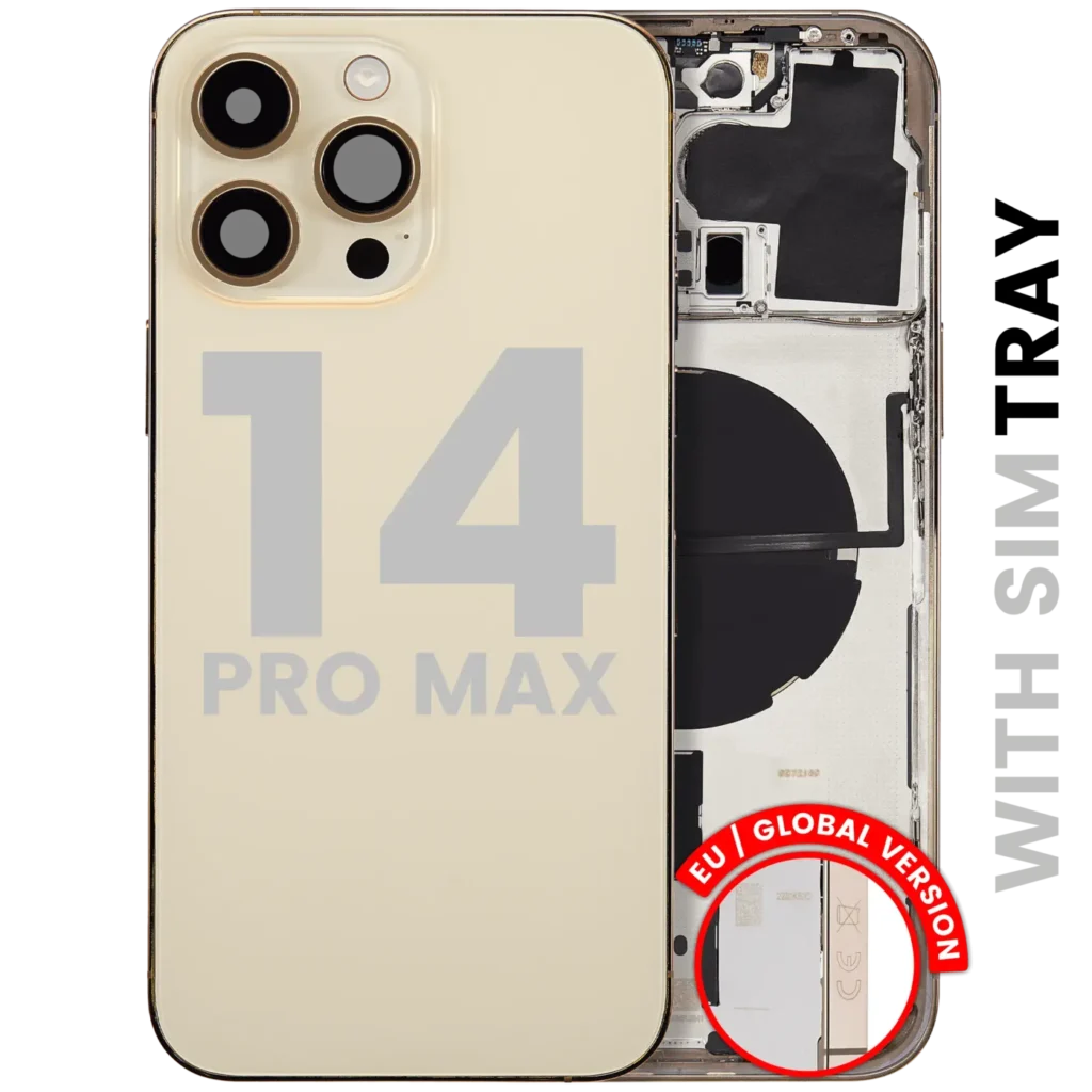 Back Housing W/ Small Parts For iPhone 14 Pro Max (EU / Global Version) (Used OEM Pull: Grade B) (Gold)