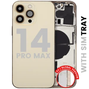 Back Housing W/ Small Parts For iPhone 14 Pro Max (EU / Global Version) (Used OEM Pull: Grade B) (Gold)