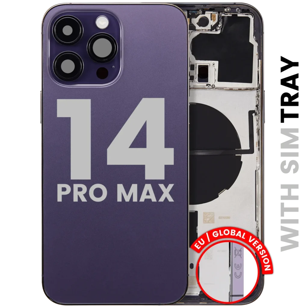 Back Housing W/ Small Parts For iPhone 14 Pro Max (EU / Global Version) (Used OEM Pull: Grade B) (Deep Purple)