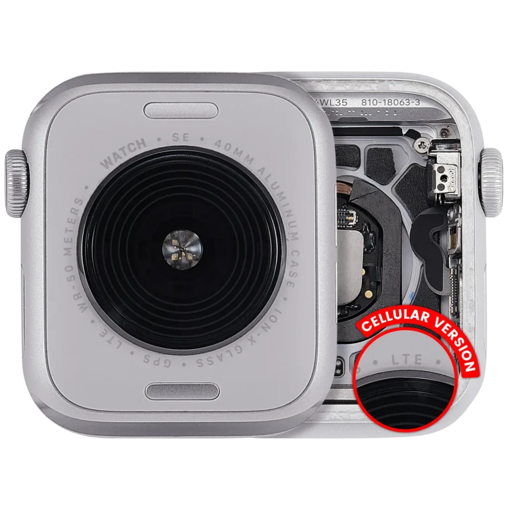 Housing Assembly Compatible For Watch Series SE 2nd (40MM) (Used OEM Pull: Grade A) (Cellular Version) (Aluminum / Silver)