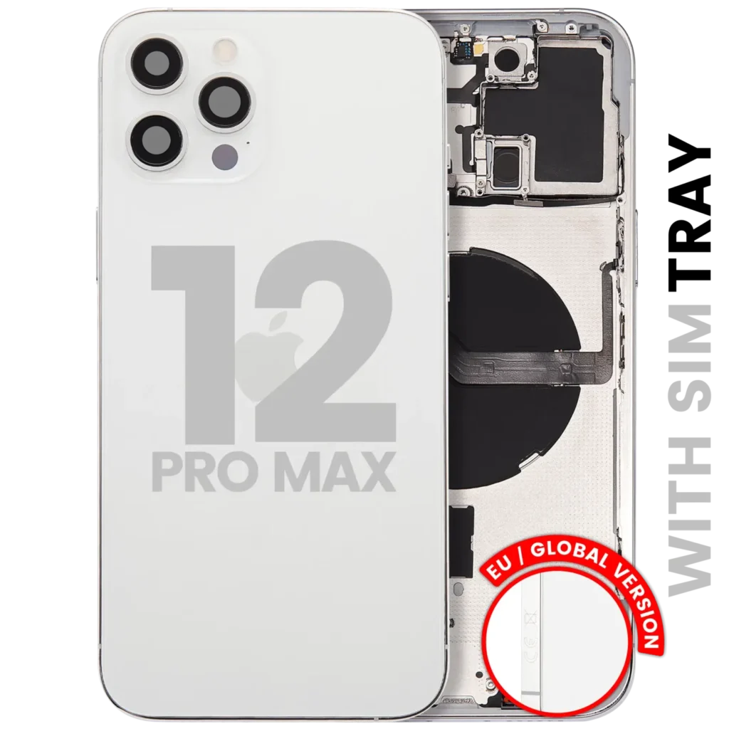 Back Housing W/ Small Parts For iPhone 12 Pro Max (EU / Global Version) (Used OEM Pull: Grade A) (Silver)