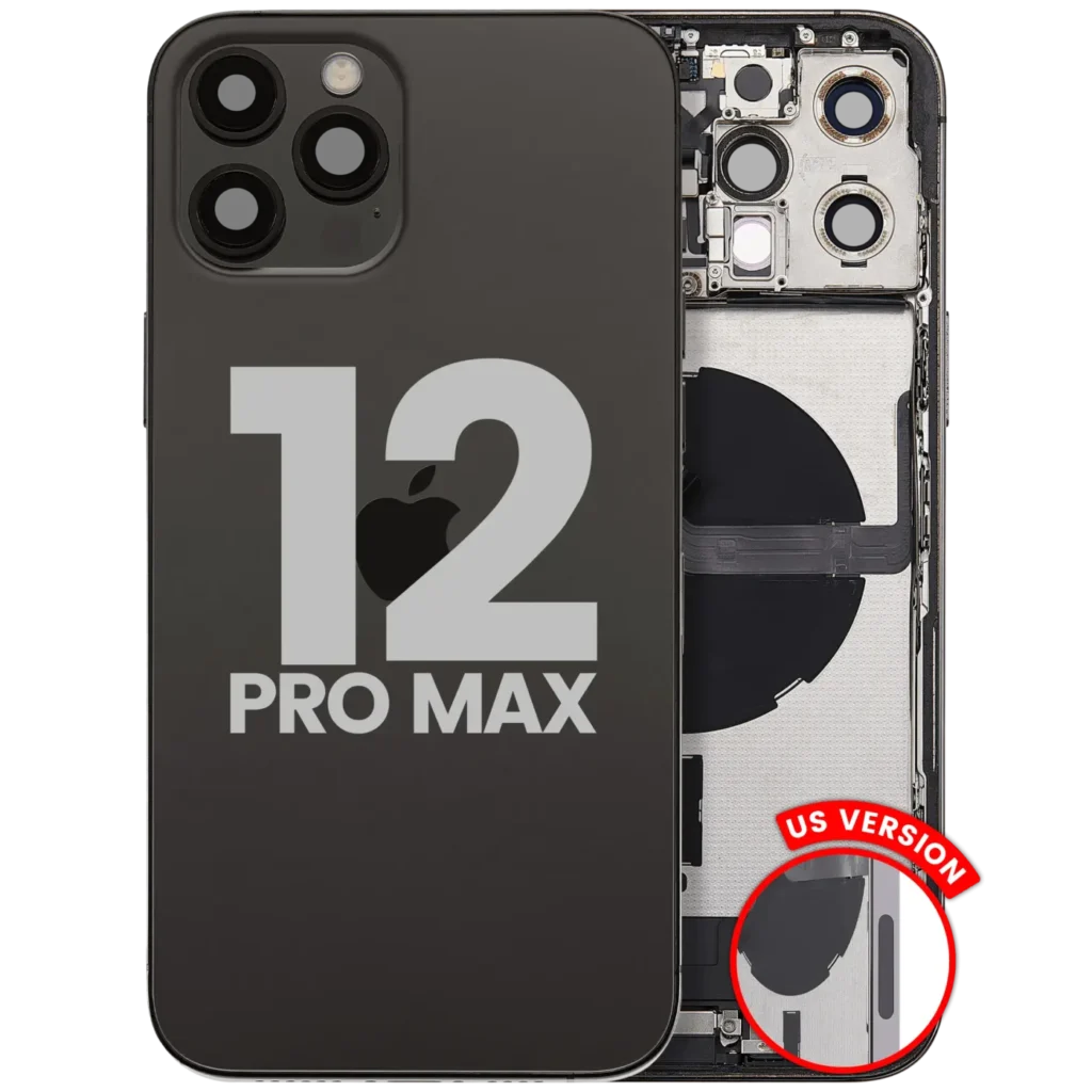 Back Housing W/ Charging Port Flex & Small Parts For iPhone 12 Pro Max (US Version) (Used OEM Pull: Grade A) (Graphite)