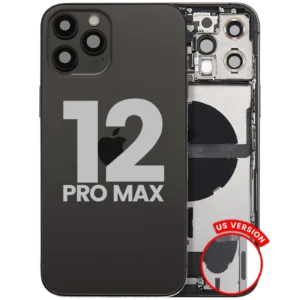 Back Housing W/ Charging Port Flex & Small Parts For iPhone 12 Pro Max (US Version) (Used OEM Pull: Grade A) (Graphite)