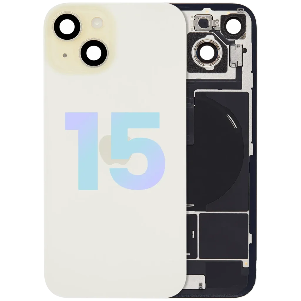 Back Glass w/ MagSafe Magnet & NFC & Flashlight Flex For iPhone 15 (Service Pack) (Yellow)