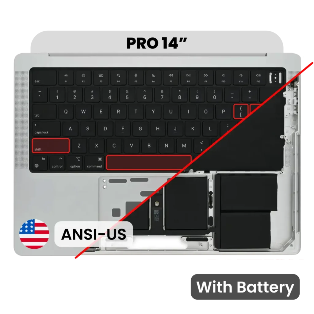 Top Case with Battery and Keyboard (ANSI US) For MacBook Pro 14" A2442 (2021) (Silver)