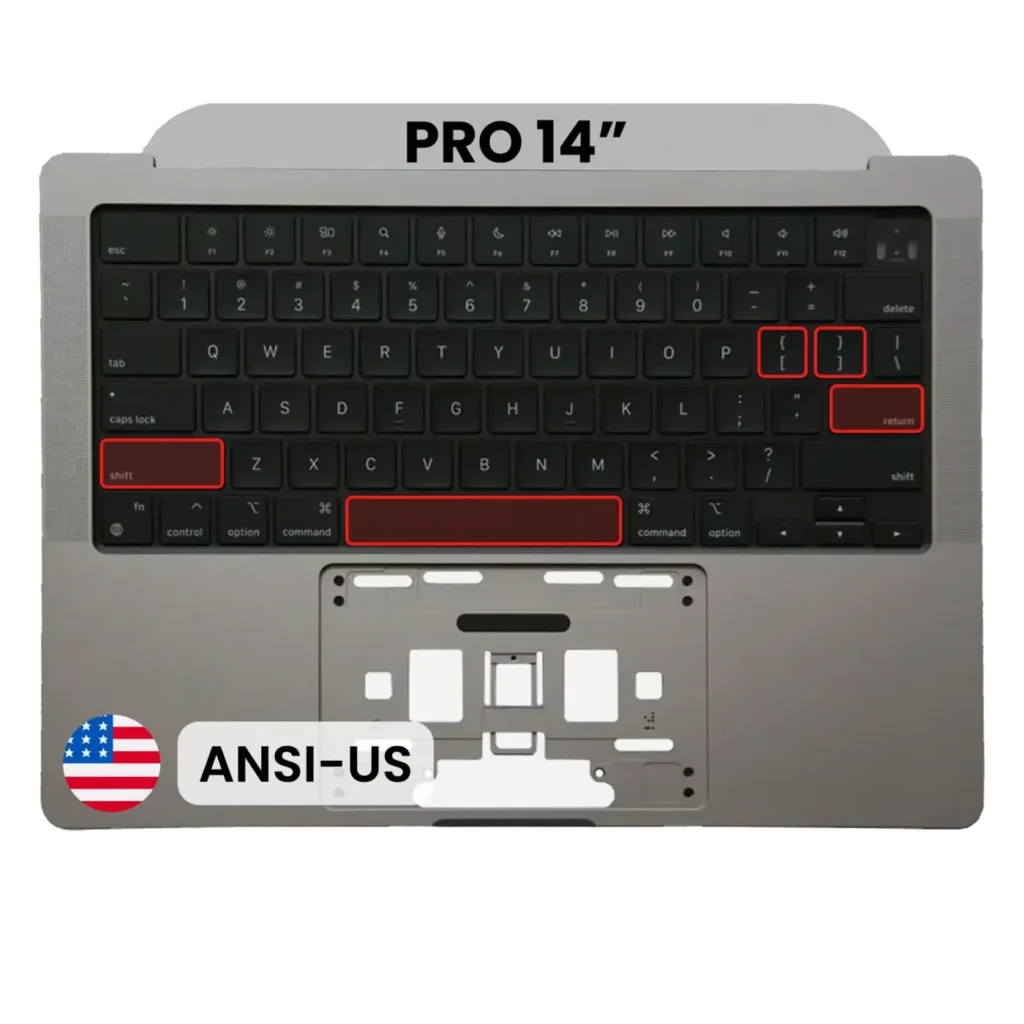 Top Case with Keyboard (ANSI US) For MacBook Pro 14" A2442 (2021) / A2779 (2023) (Space Gray)
