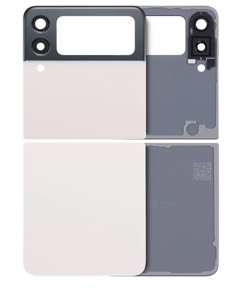 Top & Bottom Back Cover Glass With Camera Lens For Samsung Galaxy Z Flip 3 5G (Aftermarket Plus) (White)