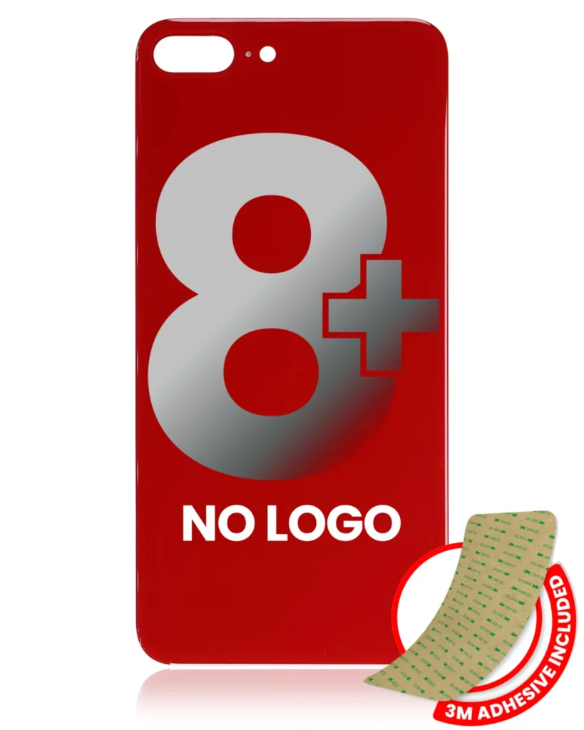Back Glass With 3M Adhesive For iPhone 8 Plus (No Logo) (Large Camera Hole) (Red)