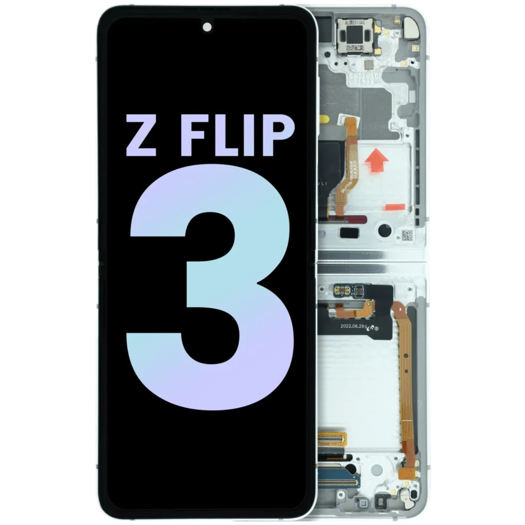 Inner OLED Assembly With Frame Compatible For Samsung Galaxy Z Flip 3 5G (F711) (Service Pack) (Silver) (Bespoke)