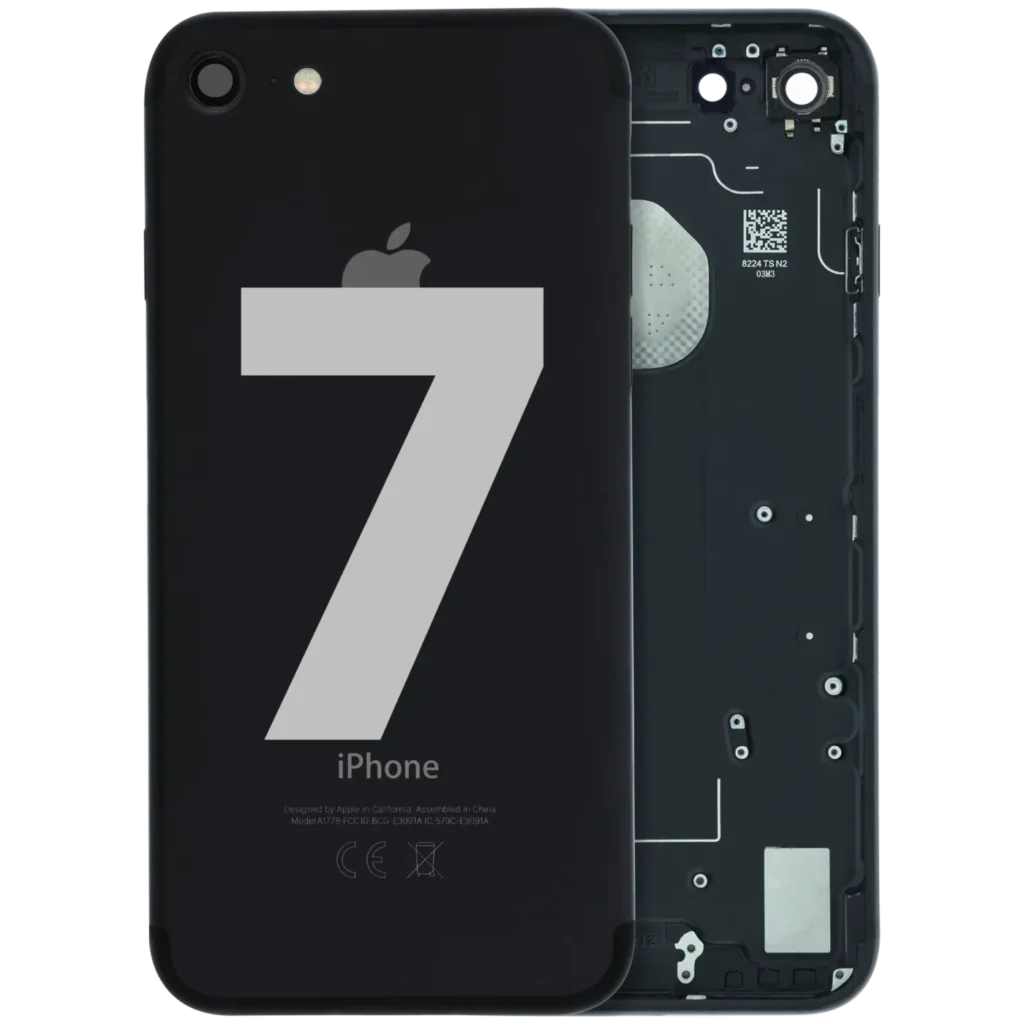 Back Housing For iPhone 7 ( Used OEM Pull: Grade C) (Jet Black)