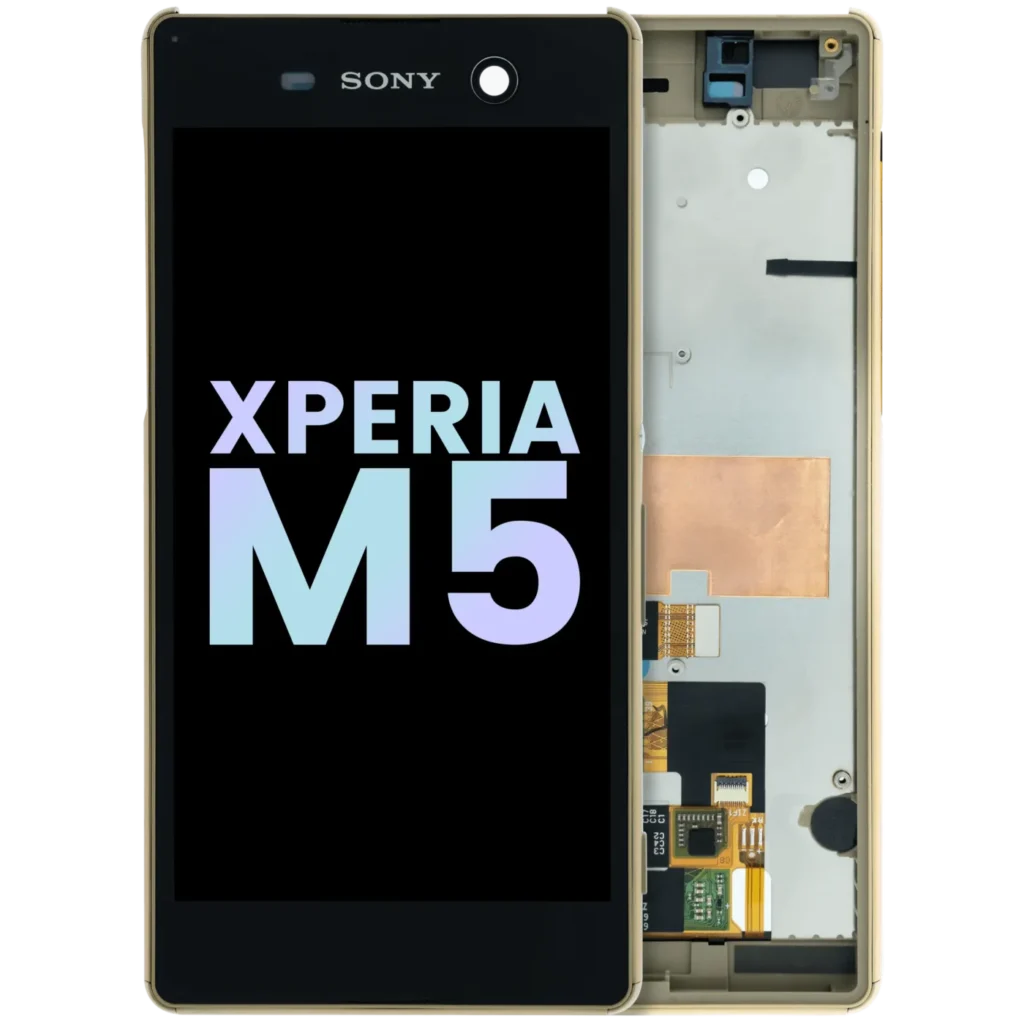 LCD Assembly With Frame For Sony Xperia M5 E5603 (Genuine) (Gold)