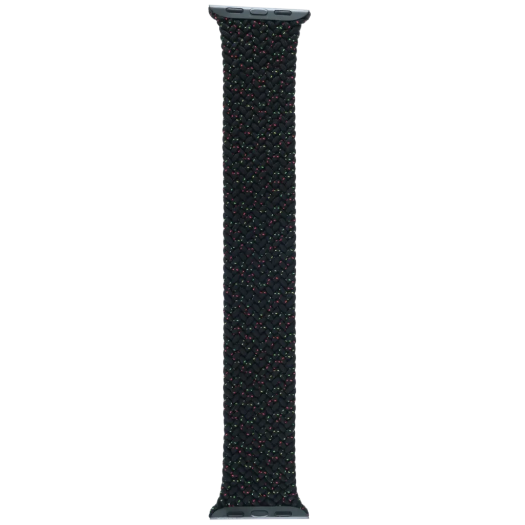 Apple Braided Solo Loop Band for Apple Watch 38MM / 40MM / 41MM / 42MM (Size 8, Medium) (OEM Brand New, Retail Packaging) (Black Unity)