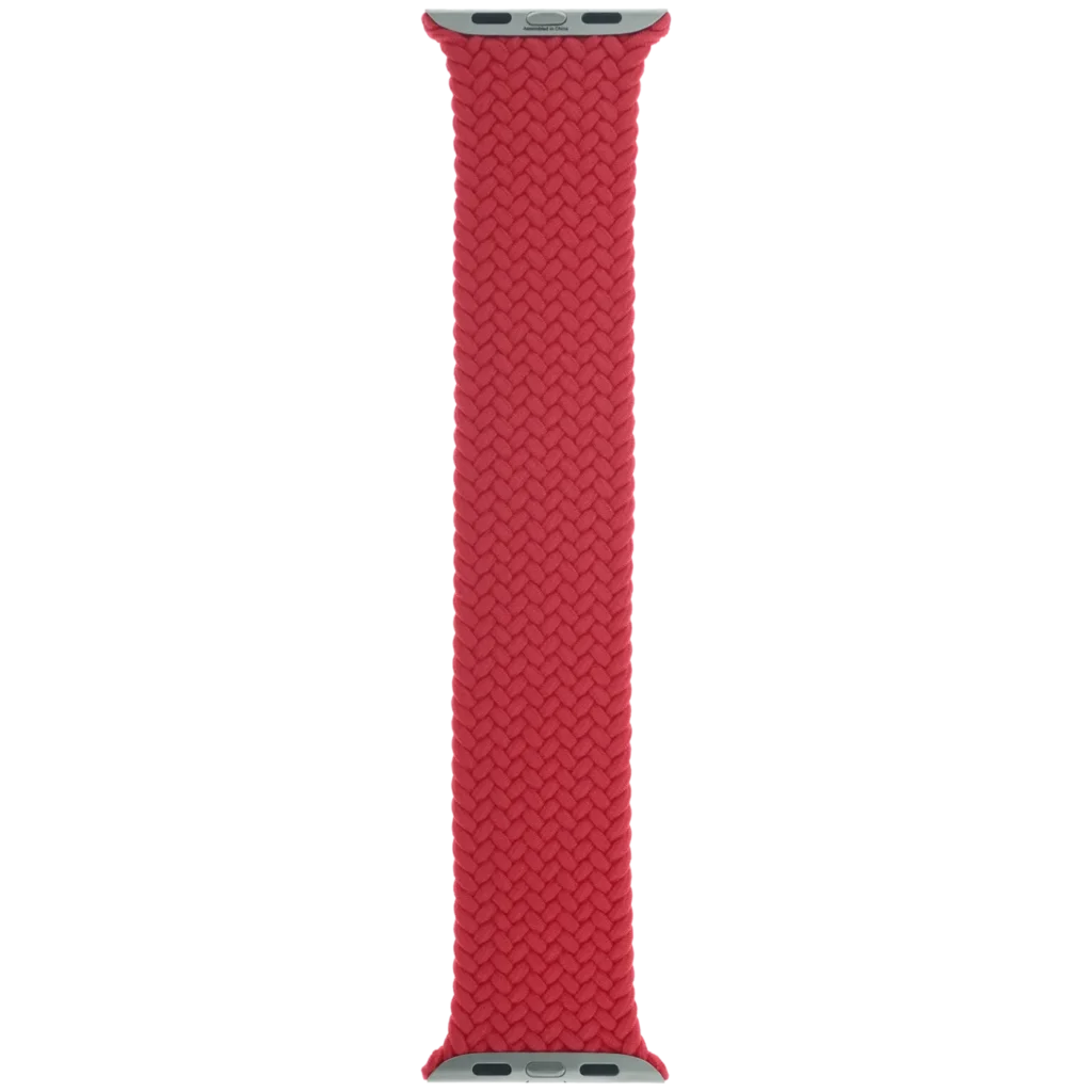 Apple Braided Solo Loop Band for Apple Watch 44MM / 45MM / 46MM / 49MM (Size 6, Medium) (OEM Brand New, Retail Packaging) (Red)