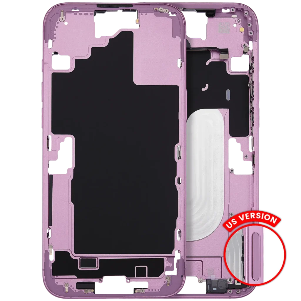 Mid-Frame Housing With Power And Volume Button For iPhone 16 Plus (US Version) (Aftermarket Plus) (Pink)