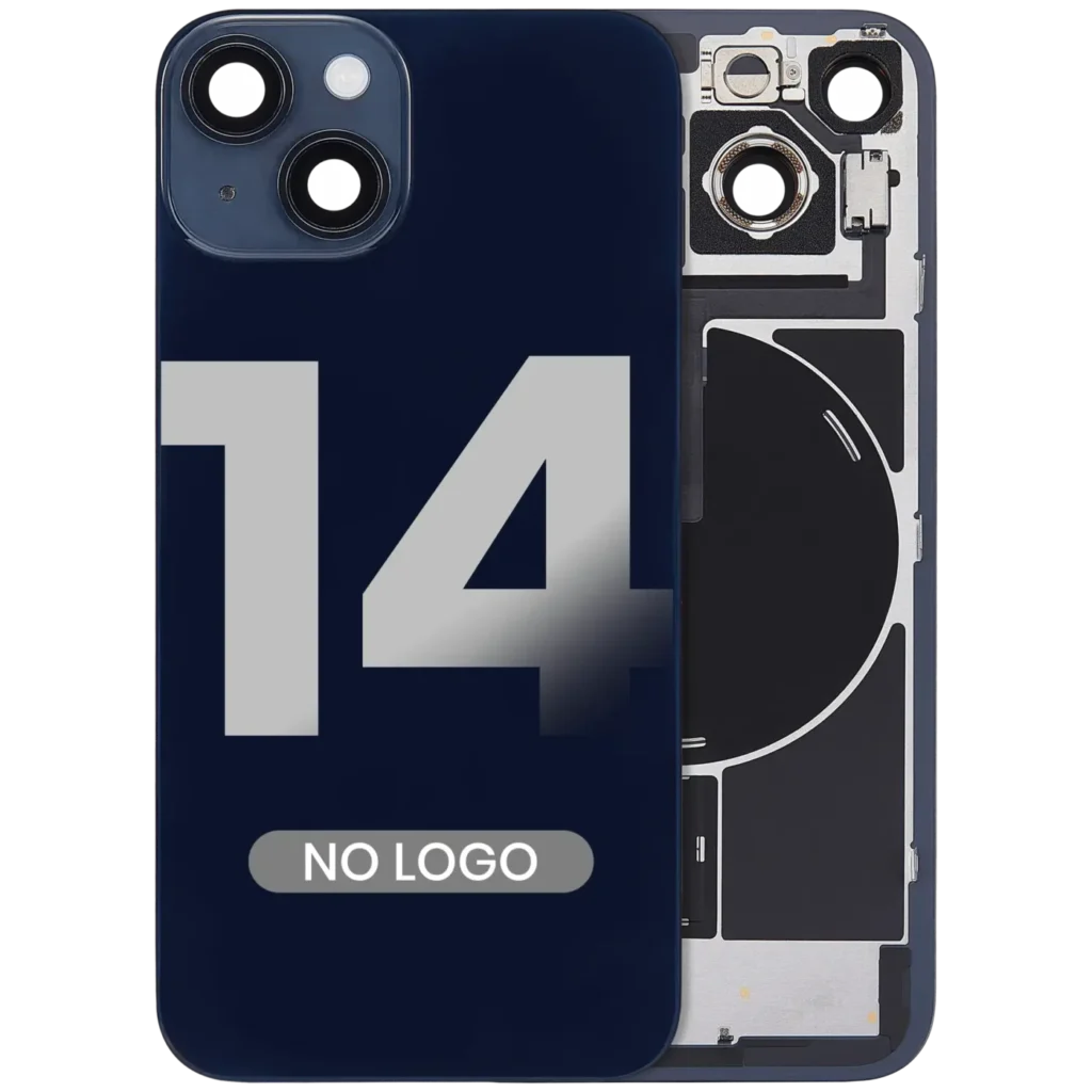 Back Glass w/ MagSafe Magnet & NFC & Flashlight Flex For iPhone 14 (Aftermarket) (No Logo) (Midnight)