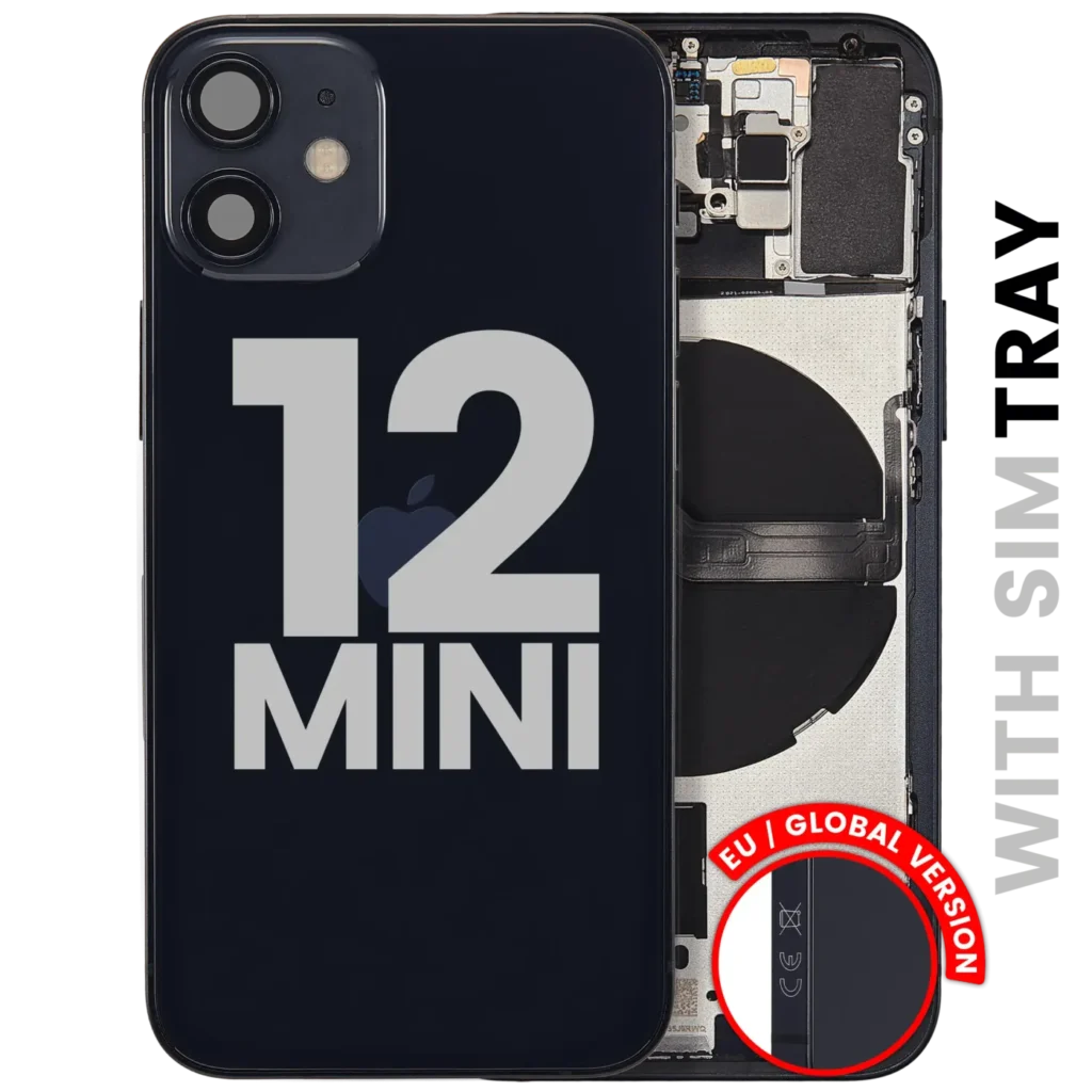 Back Housing W/ Small Parts For iPhone 12 Mini (EU / Global Version) (Used OEM Pull: Grade C) (Black)